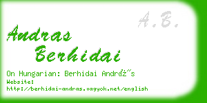 andras berhidai business card